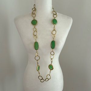KJL Elegant Green and Gold Statement Necklace